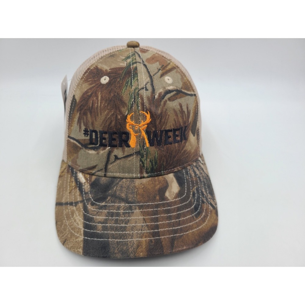Deer Week Camo Mesh Trucker Adjustable Hat Cap Hunt Fish Men Women Brown Beige